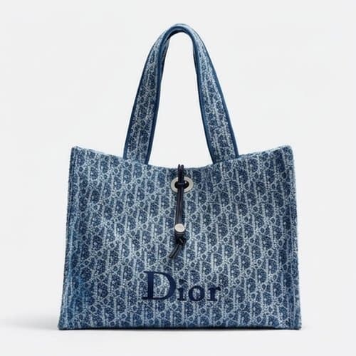Dior 디올 뚜주르 라지 데님 자카드 오블리크 토트백
