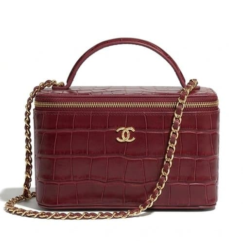 Chanel 샤넬 베니티 탑핸들 위드 체인 스몰 케이스 레드