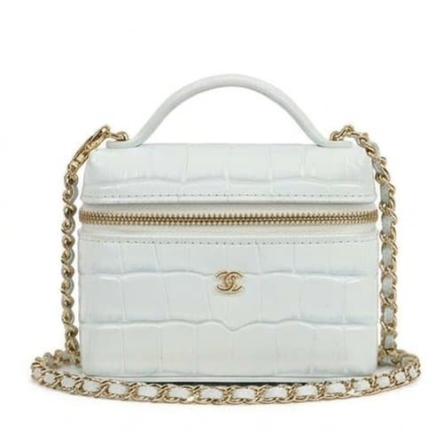 Chanel 샤넬 베니티 탑핸들 슬림 악어 엠보싱 케이스